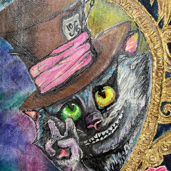 One-of One Hand Painted Alice in Wonderland Art Denim Jacket - Picture 2 of 14